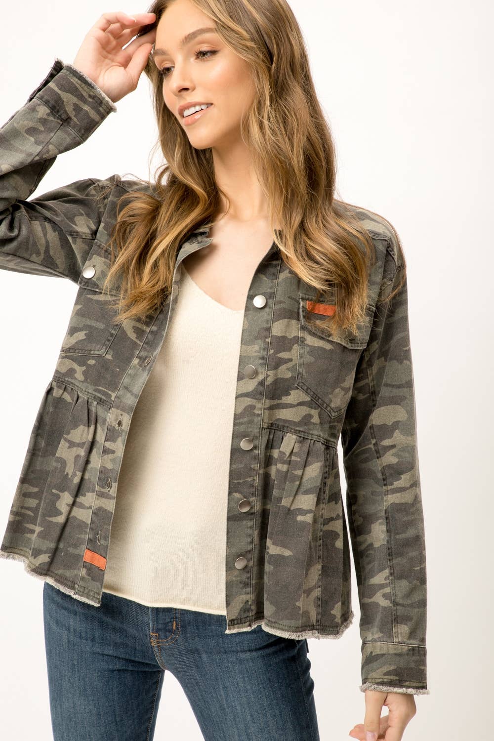 19421 Camo Peplum Jacket