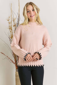 CESW2544 - MOCK NECK PUFFY SLEEVE SWEATER