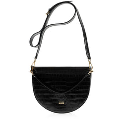 Image of Forget Me Not Saddle Bag (Black Croc-Embossed)