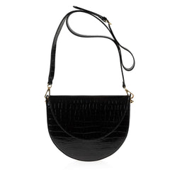 Image of Forget Me Not Saddle Bag (Black Croc-Embossed)