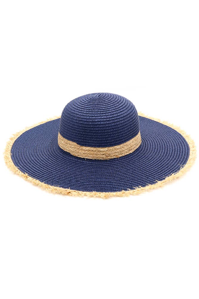 Frayed Edge Straw Floppy Hat