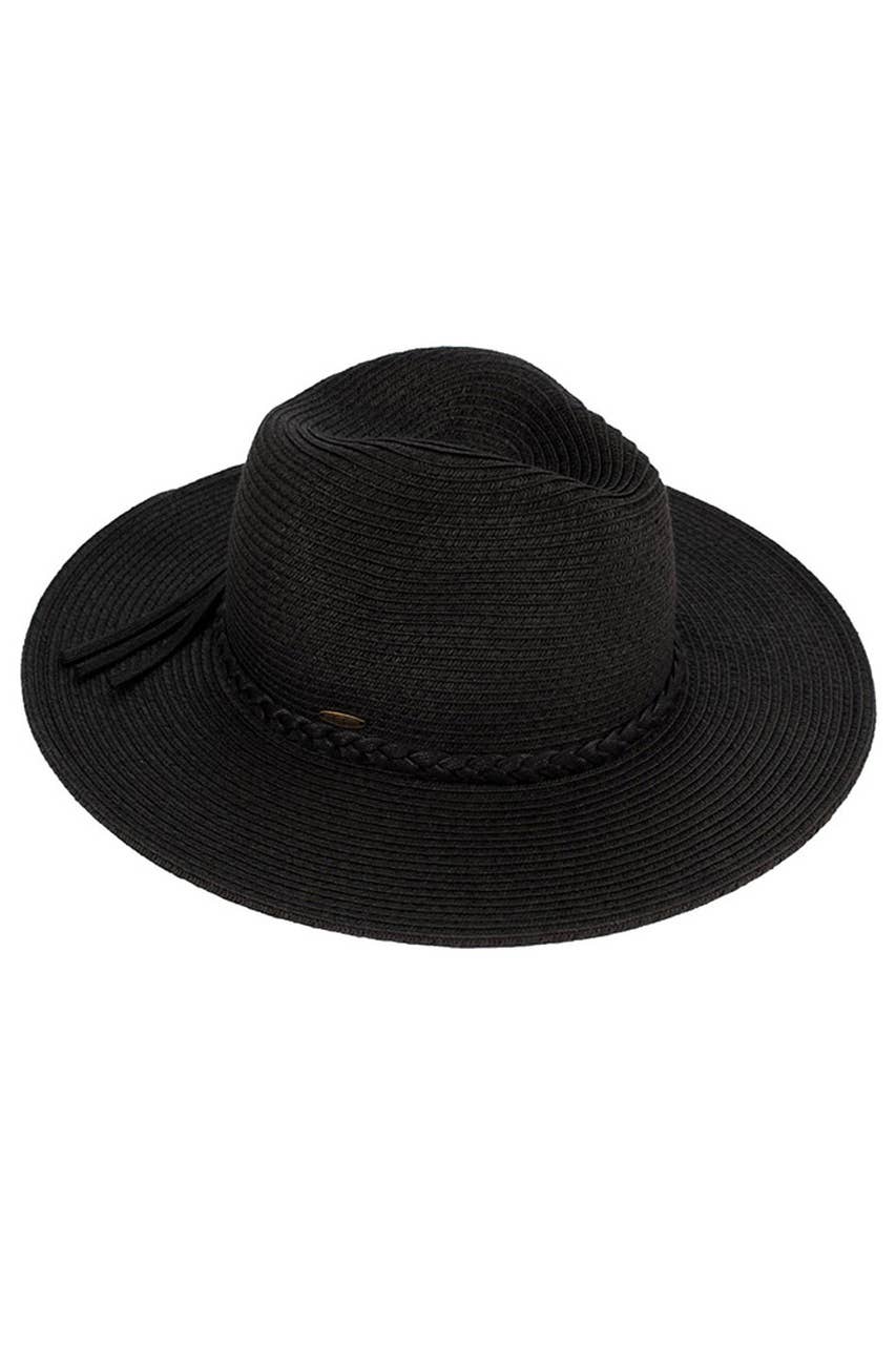 C.C Straw Panama Hat with Tied Ribbon