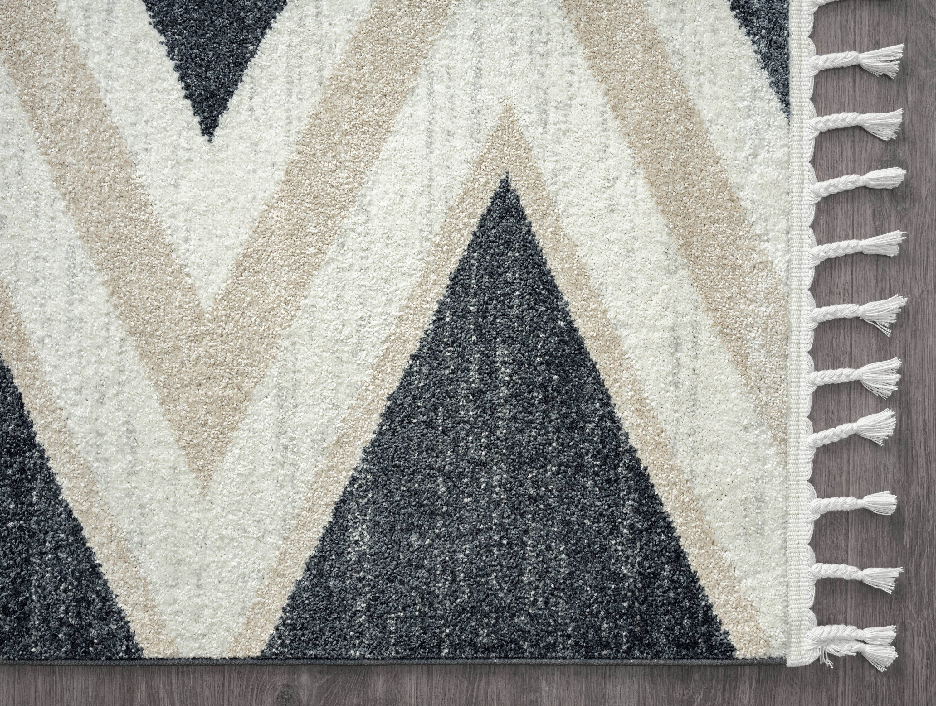 Tulum TUL130A Contemporary Grey & Cream ZigZag Rug