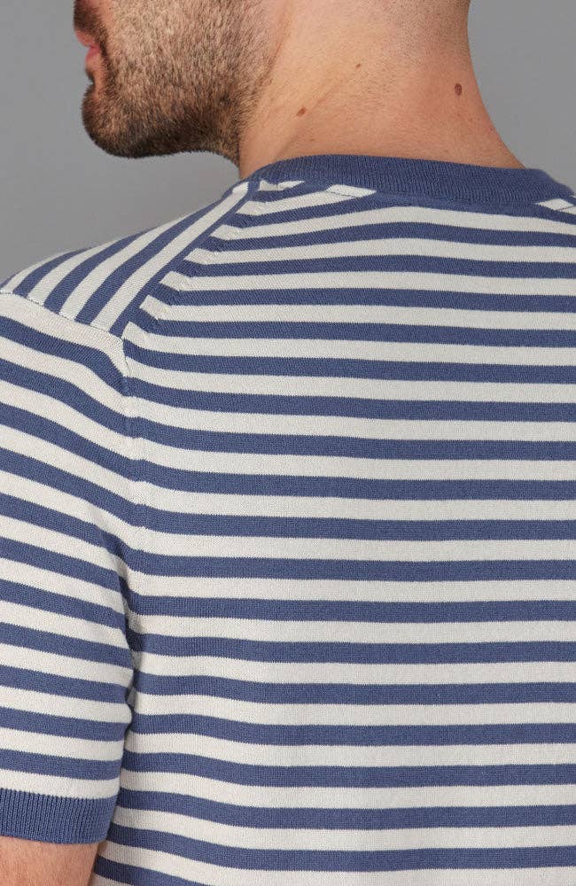 Mens 100% Ultra-Fine Cotton Knitted Breton T-Shirt