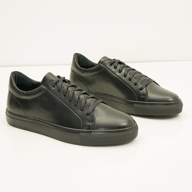 Ron Tomson - N° D2107 Genuine Leather Court Sneakers  - BLACK