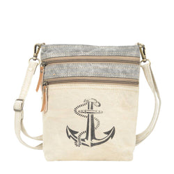 Image of Anchor With Two Zipper Canvas Shoulder/Crossbody Bag