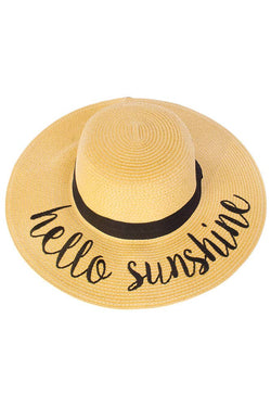 Image of C.C Spring Summer Lettering Straw Brim Hat with Ribbon Band: Aloha Beaches