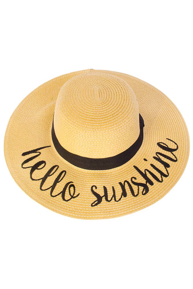 C.C Spring Summer Lettering Straw Brim Hat with Ribbon Band: Aloha Beaches