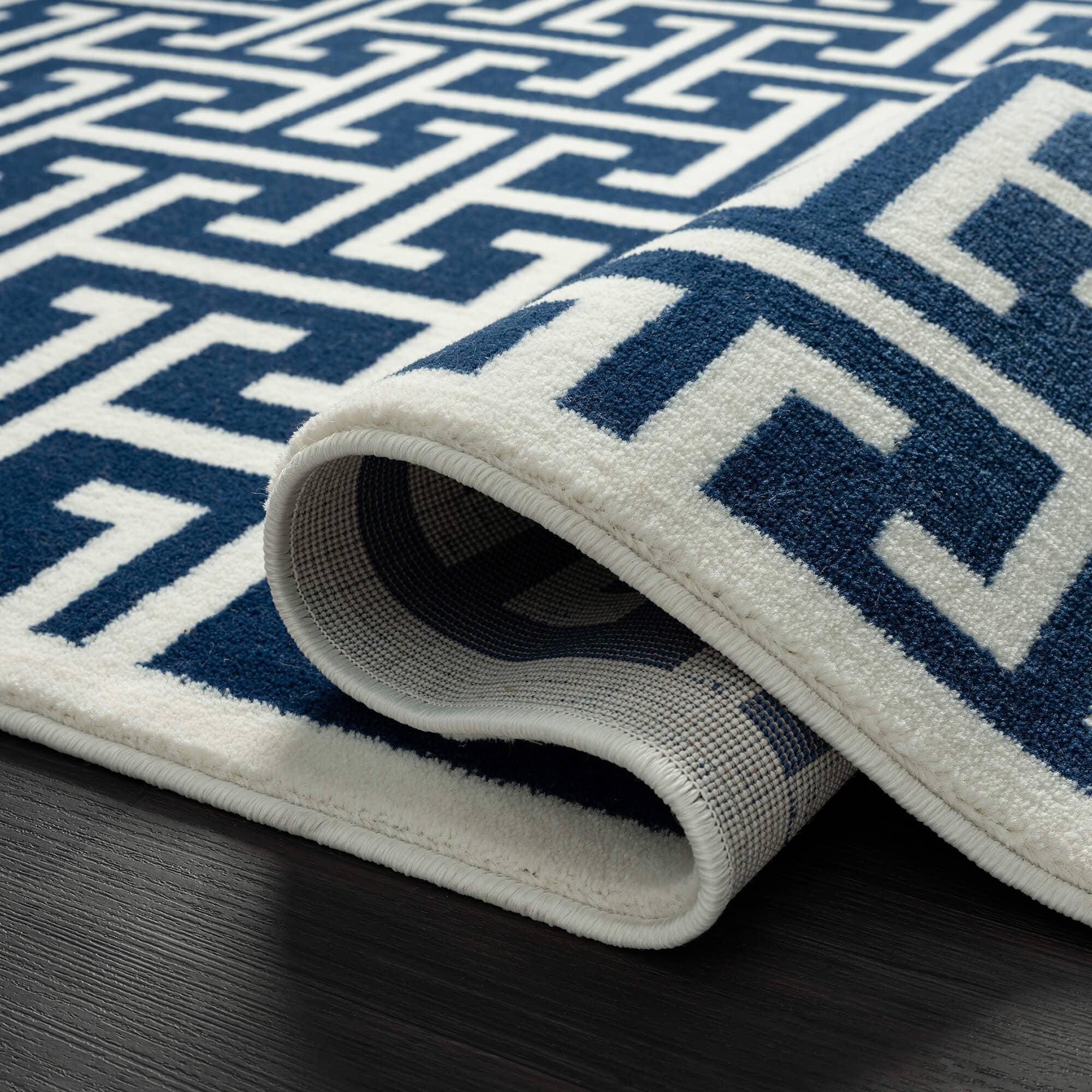 Abani Arto ART160B - Geometric Maze Blue Cream Rug