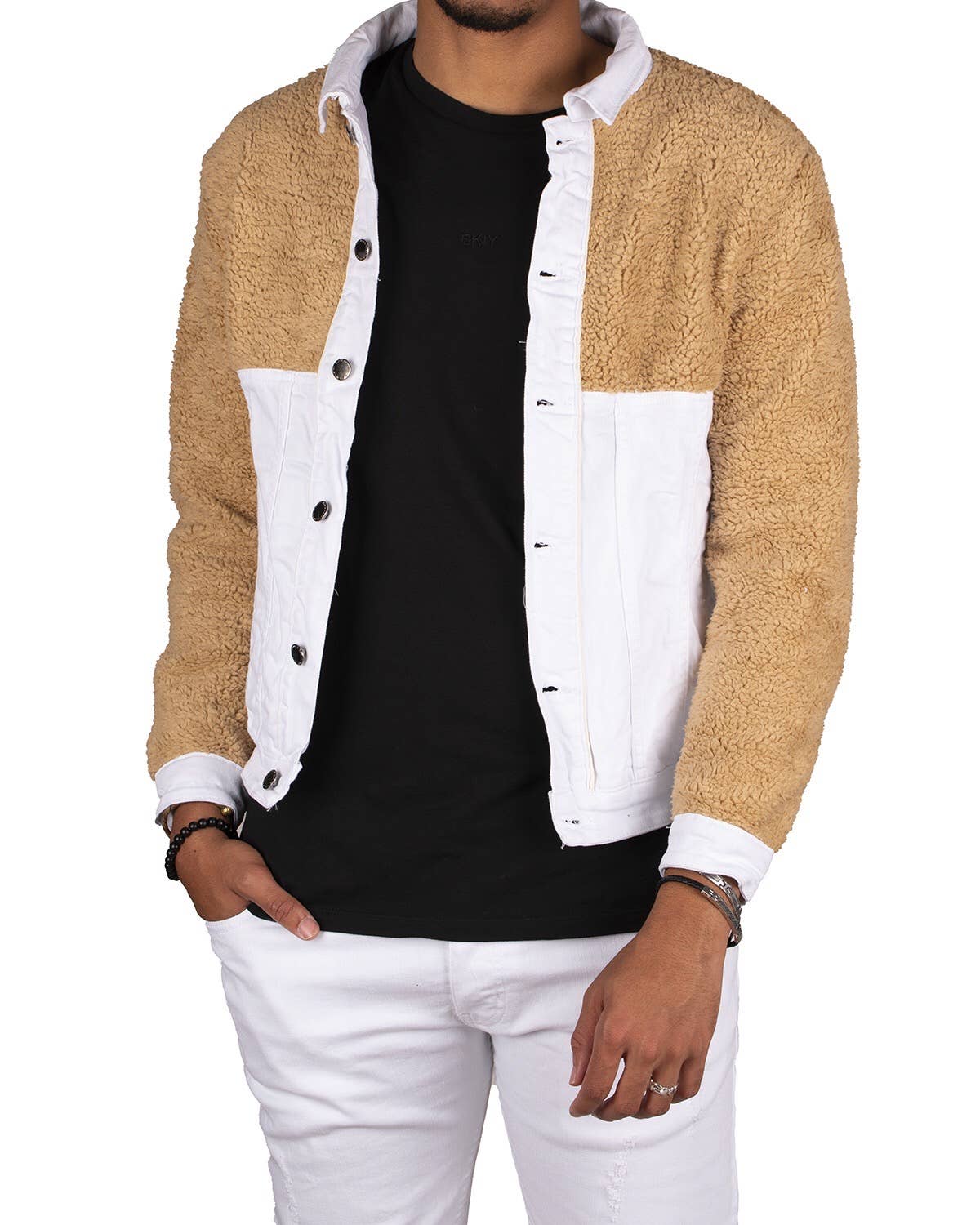 Black Industry White Denim Jacket 2325-2