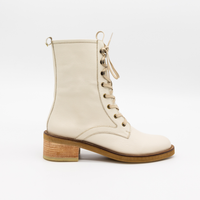 Yuhup combat boots in iv0ry leather
