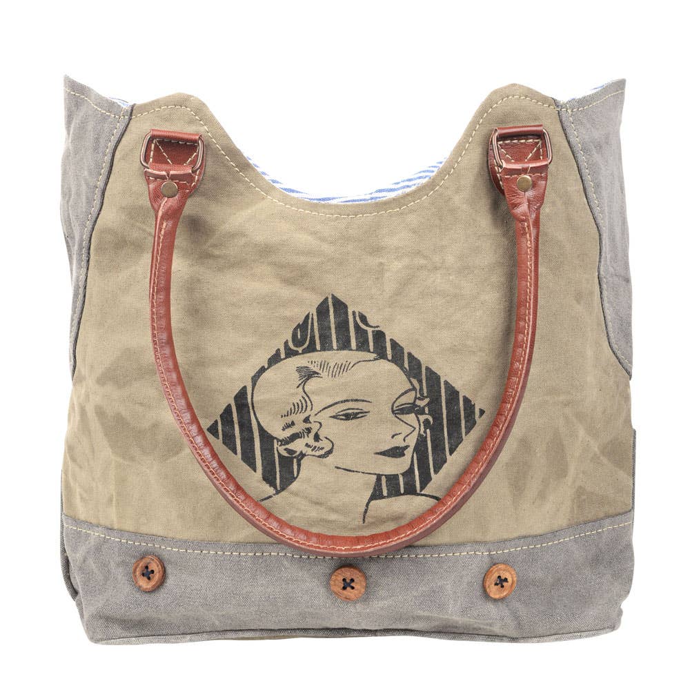 Vintage Portrait Canvas Tote