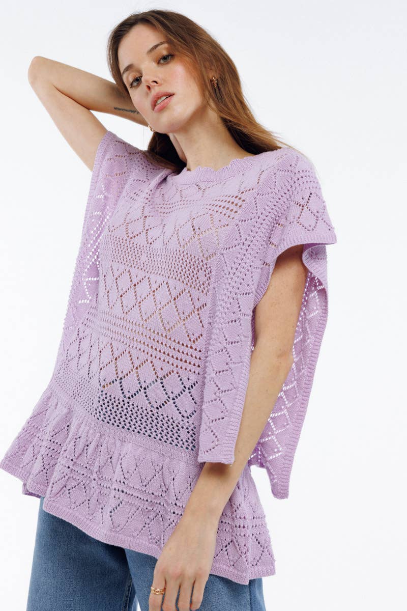 Crochet style knit top - PANAJ