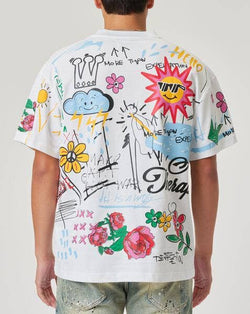 Image of Extra puff printed graphic doodling tee