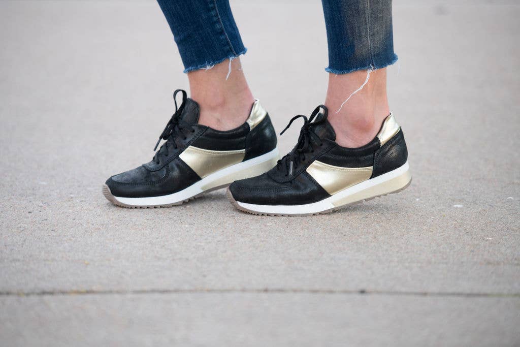 Holly Fashion Sneakers - Black with Gold