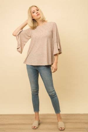 Striped Peasant Top - Blush