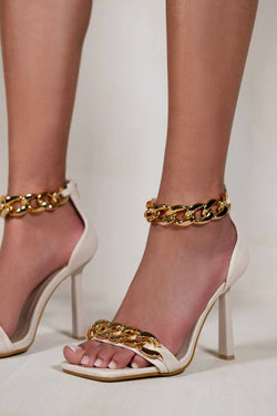 Image of REESE HIGH HEEL WITH CHUNKY CHAIN STRAPS IN IVORY CREAM