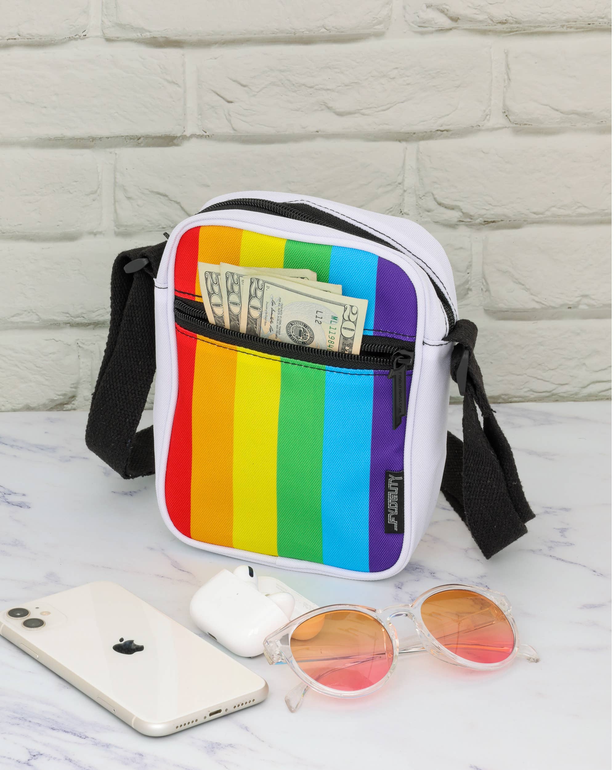 88557: Sidekick Sling Bag | Recycled RPET | Rainbow Stripe