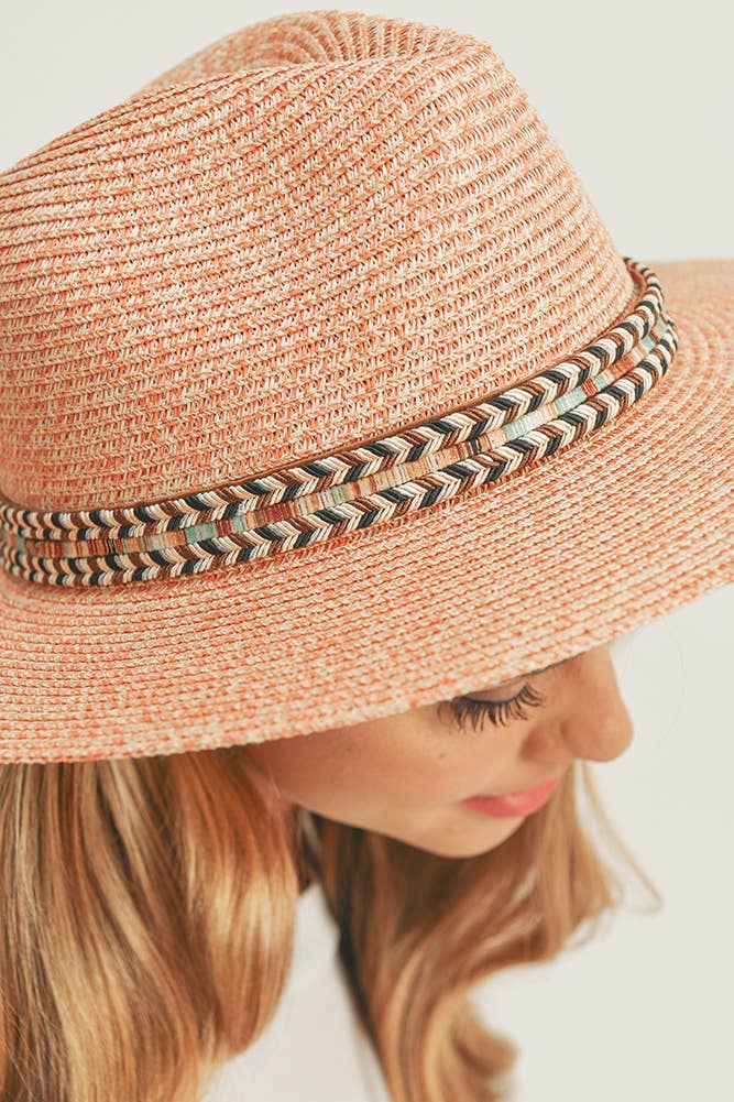 Multi Color Braided Band Panama Hat