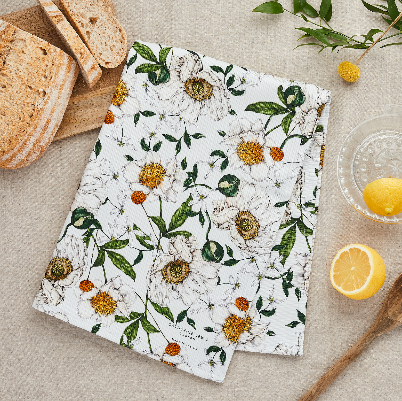 Spring Blossom - Tea Towel - Ivory