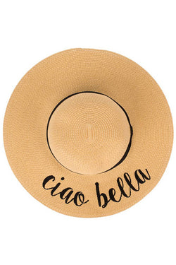 Image of C.C Spring Summer Lettering Straw Brim Hat with Ribbon Band: Aloha Beaches