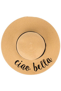 C.C Spring Summer Lettering Straw Brim Hat with Ribbon Band
