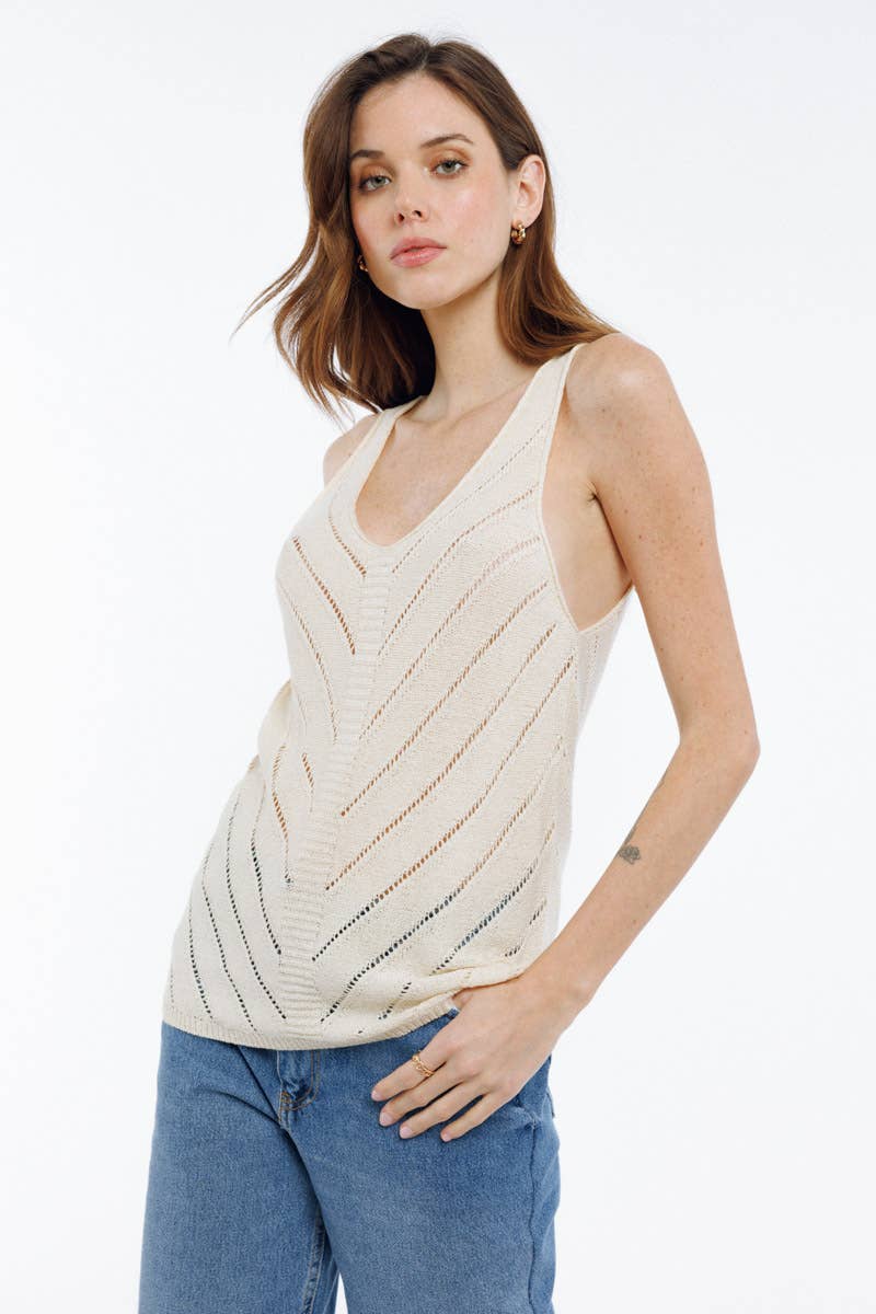 V-neck mesh tank top - PIVE