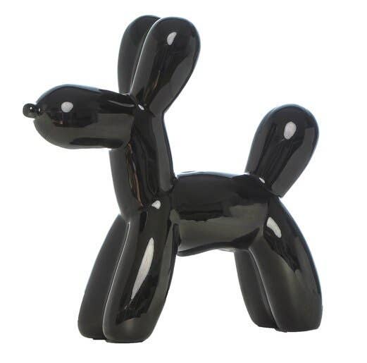 Black Ceramic Dog Piggy Bank - 12" tall