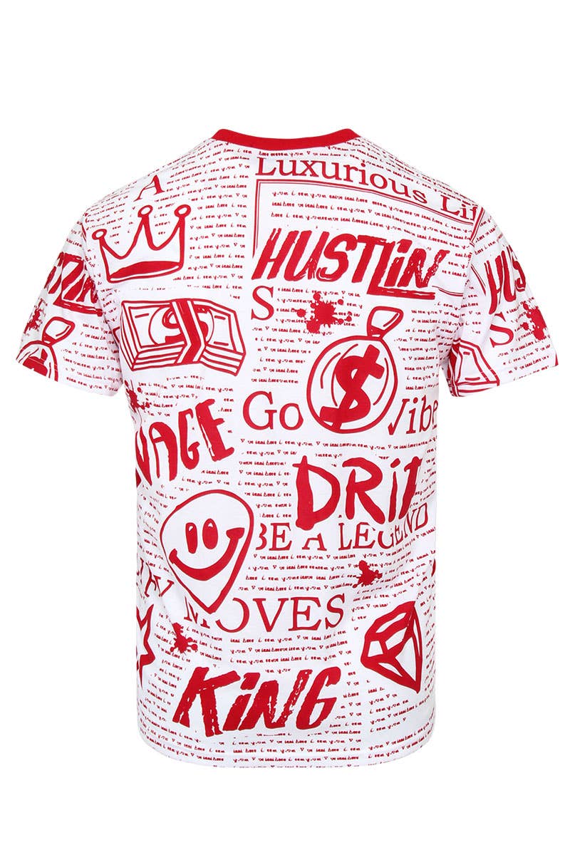 All Over Doodle Print T-Shirts Pre-Pack