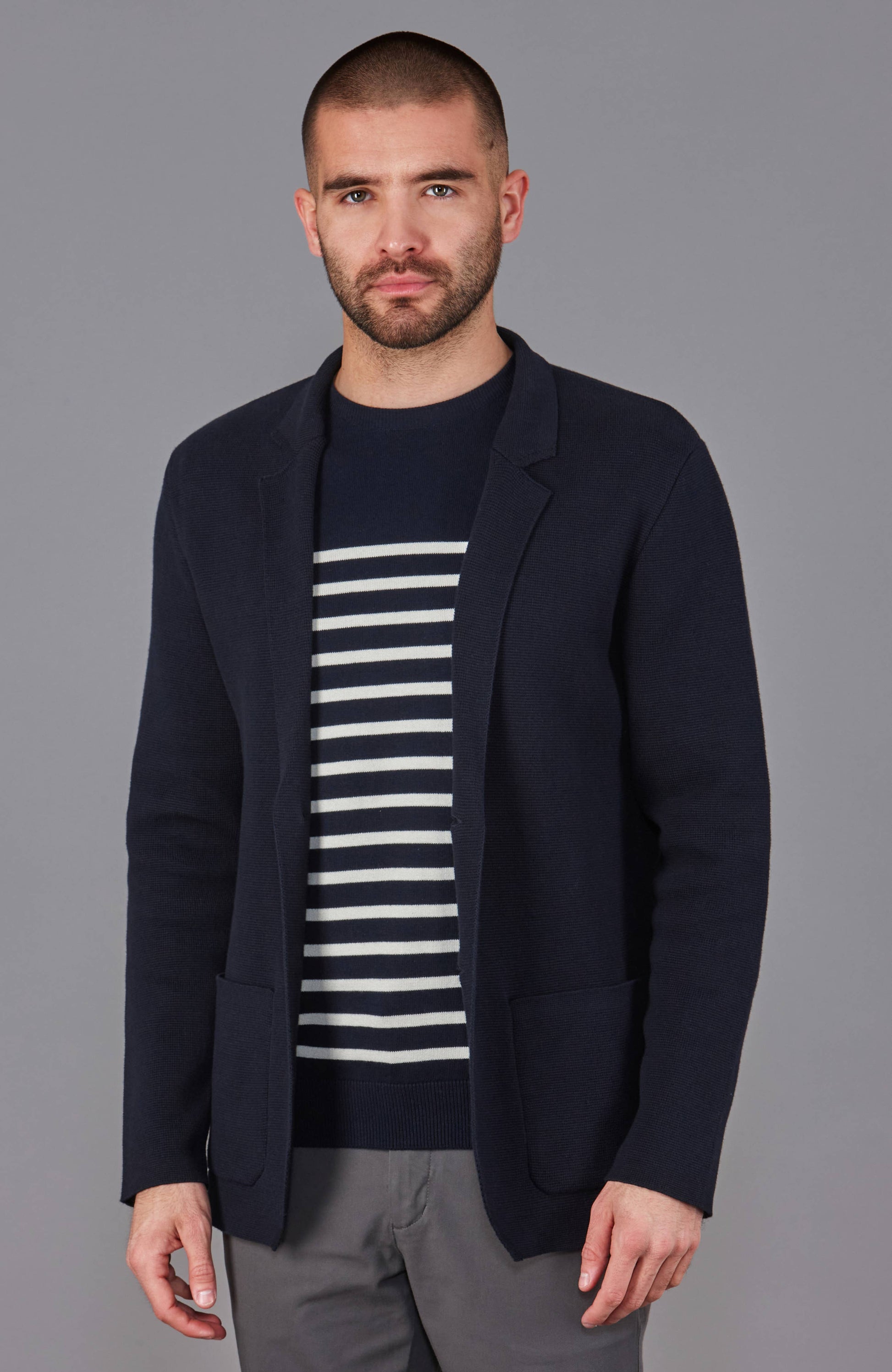 Mens 100% Cotton Striped Breton Sweater