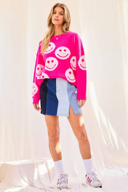 Image of Round Neck Smile Face Sweater