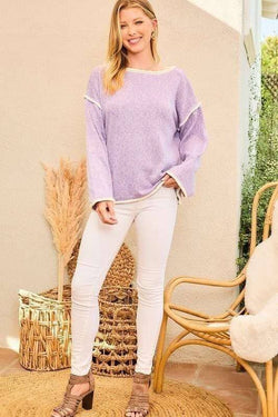 Image of Contrast Pipping Oversize Solid Sweater