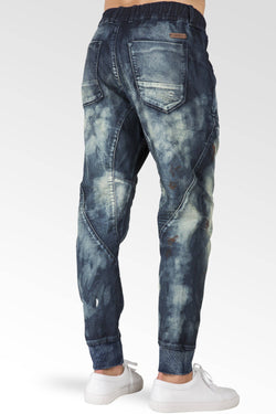 Image of Indigo Drop Crotch Knit Denim Vintage Jogger Jeans