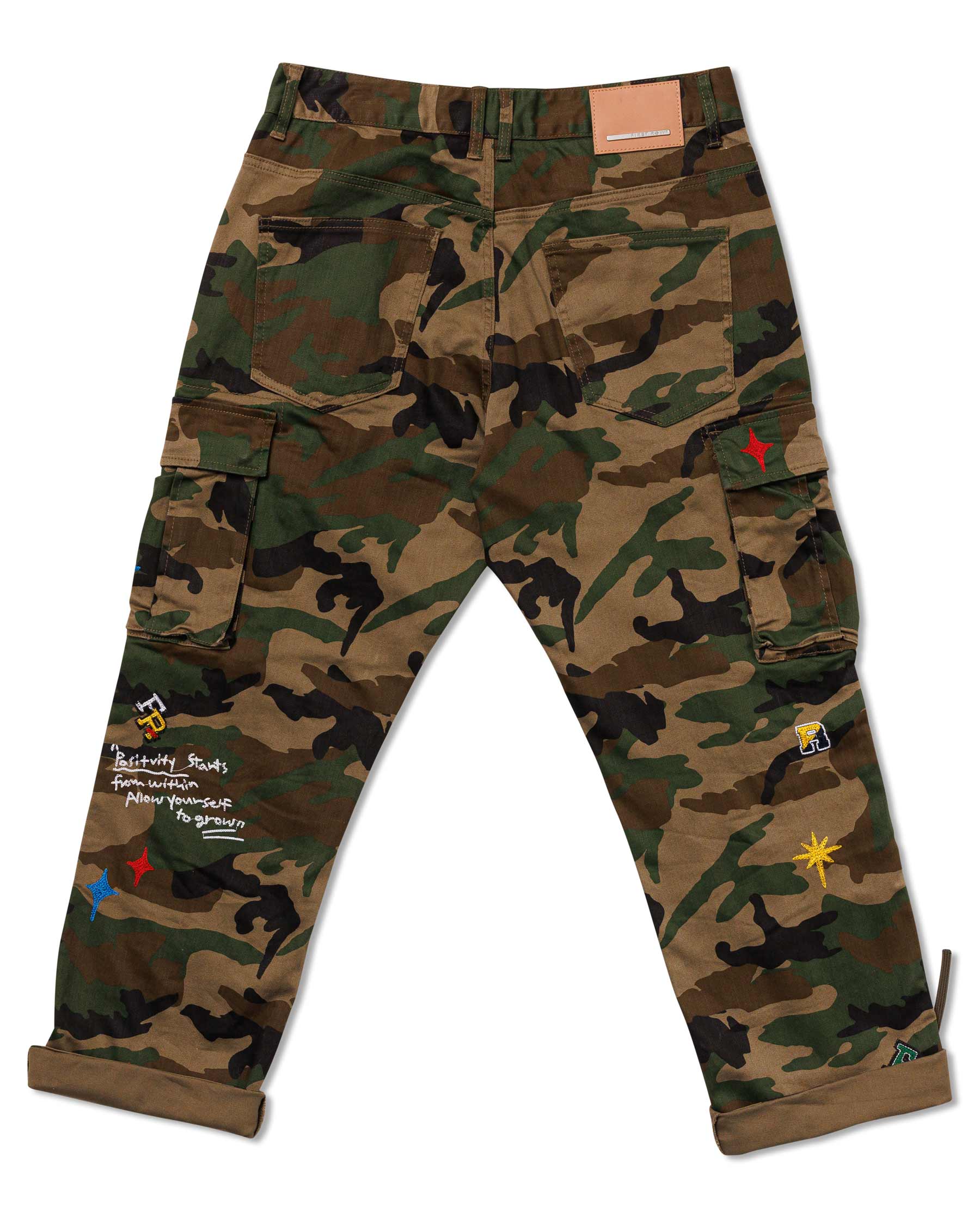 ALL OVER EMBROIDERE  LOOSE FIT CARGO  PANTS