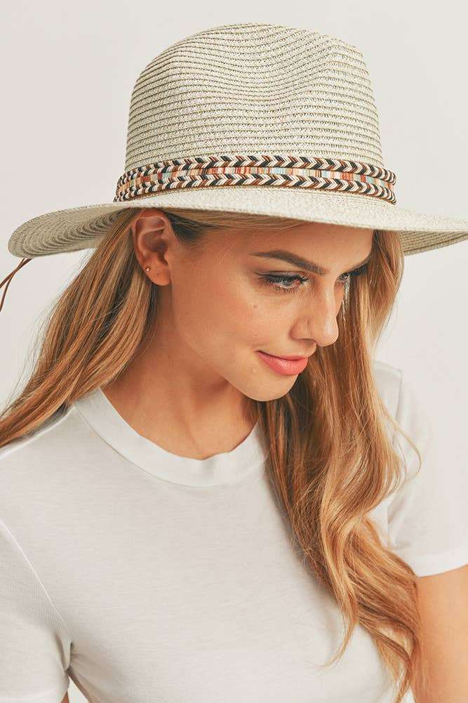 Multi Color Braided Band Panama Hat