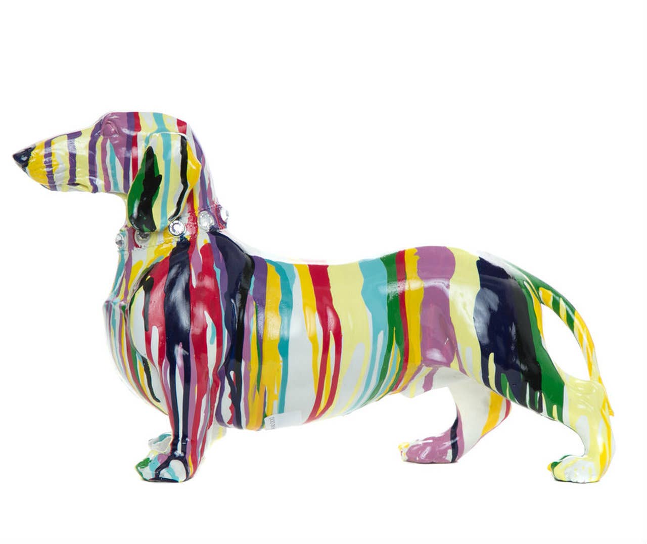 Hand Painted Graffiti Dachshund Sculpture - 16" long