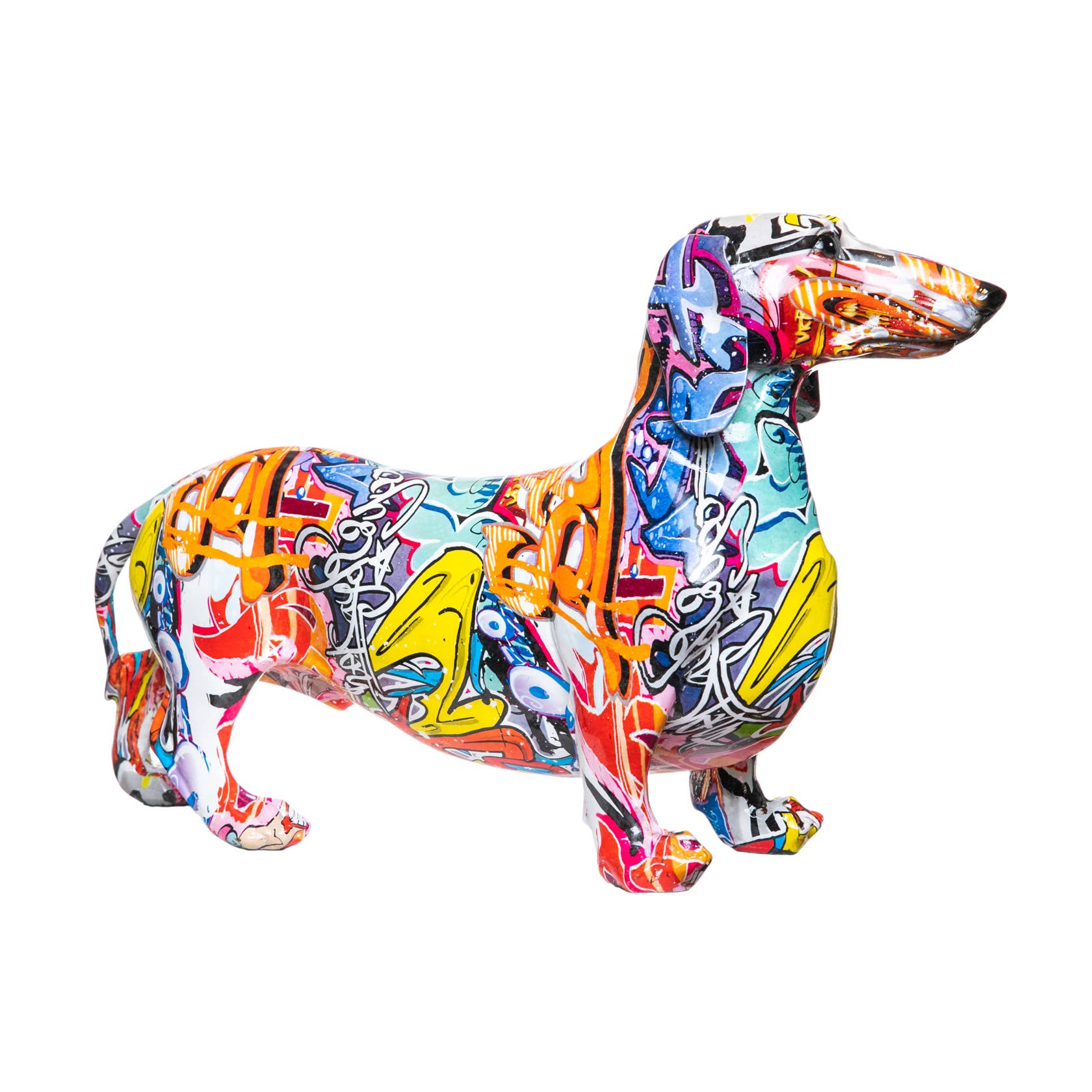 Hand Painted Street Art Dachshund Sculpture - 17