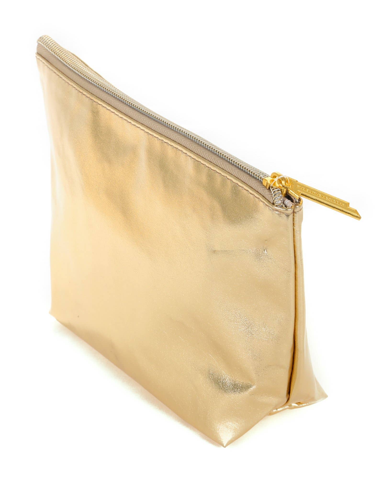 83501: Make-Up Cosmetic Bag | Zip Pouch | METALLIC Gold