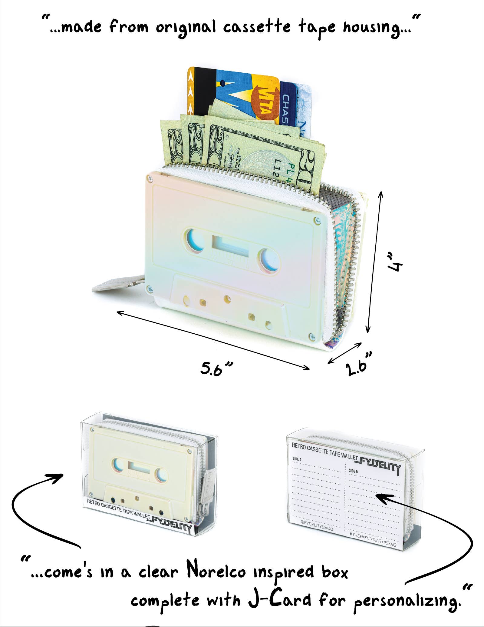 70266: Cassette Tape Wallet-*BLANK Electro White