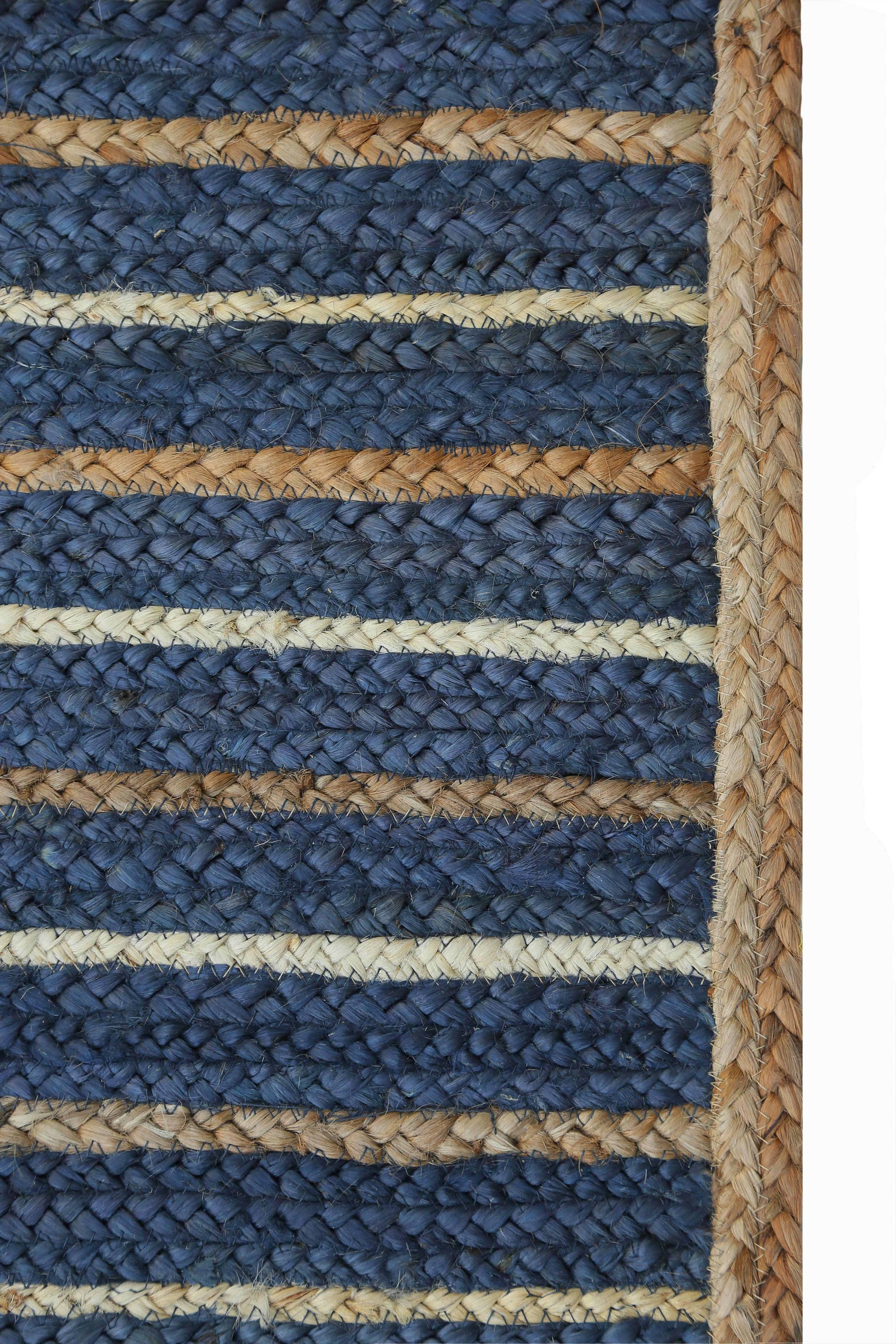 Abani Jute JUT160A Natural Fiber Blue White Area Rug