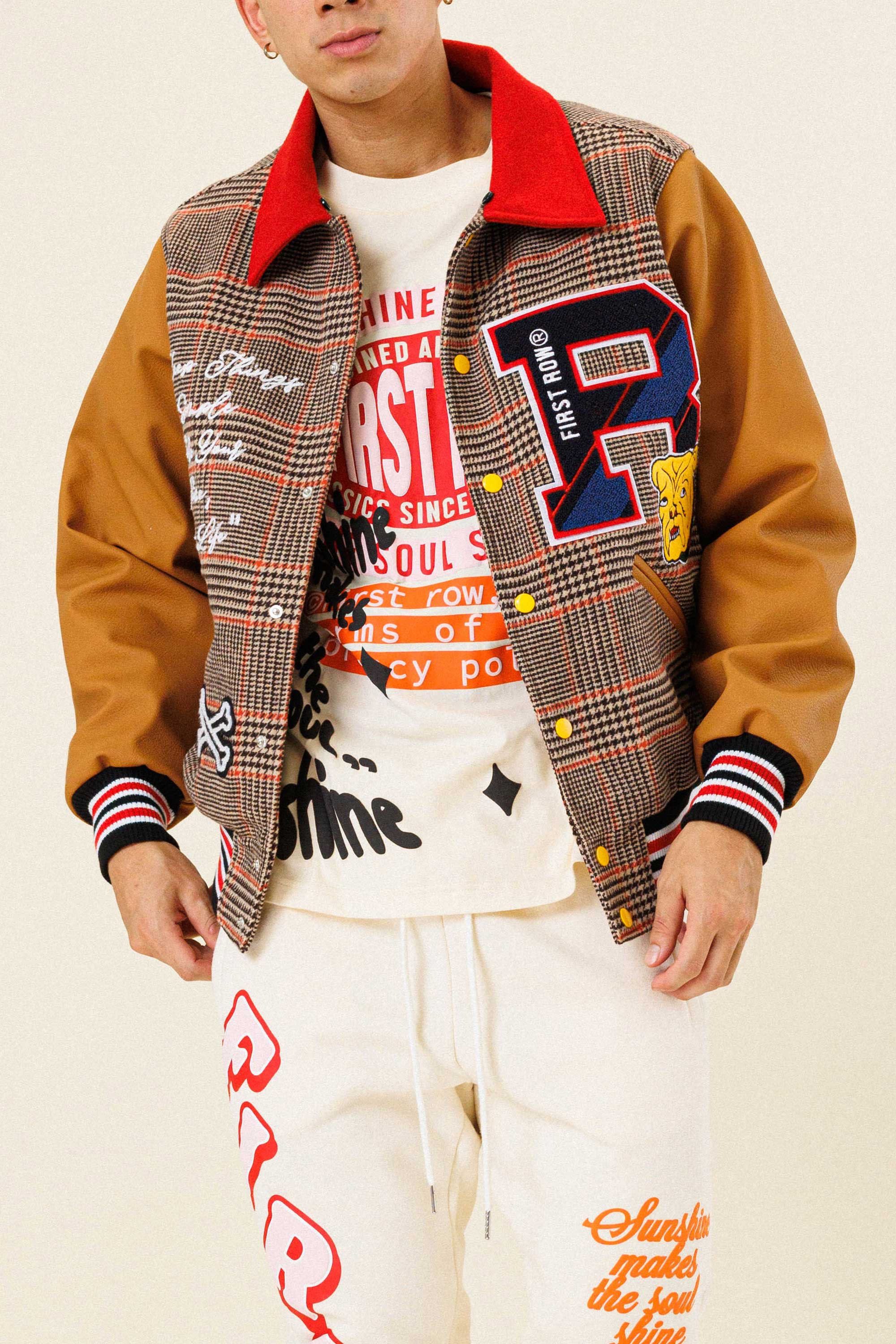 GLENCHECK LETTERMAN VARSITY JACKET