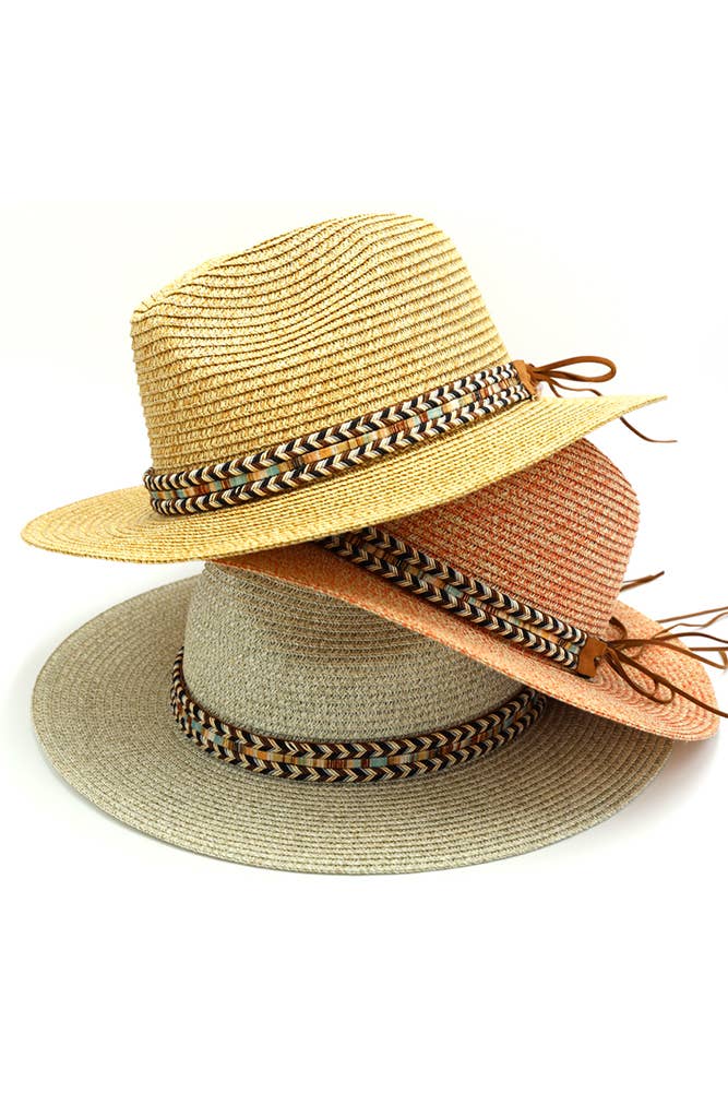 Multi Color Braided Band Panama Hat