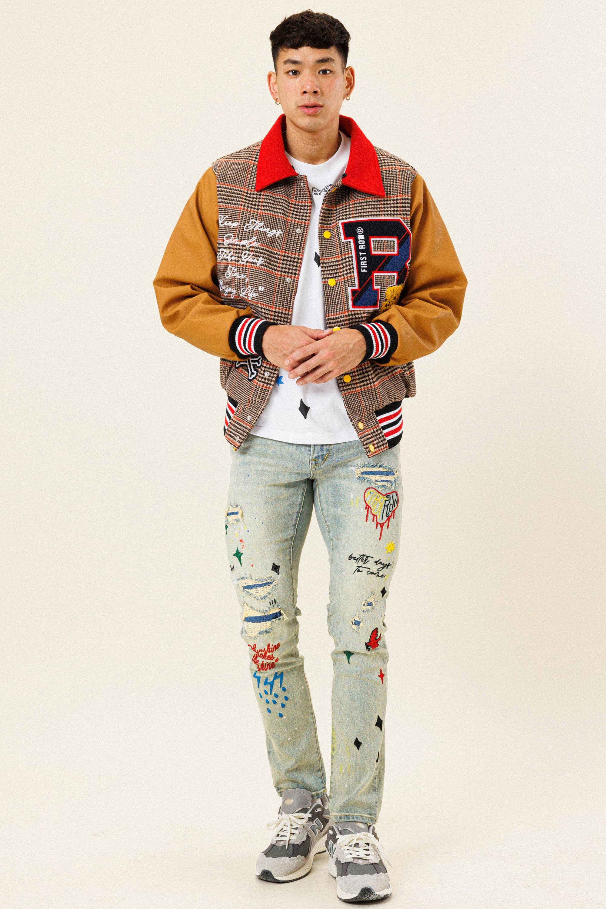 GLENCHECK LETTERMAN VARSITY JACKET