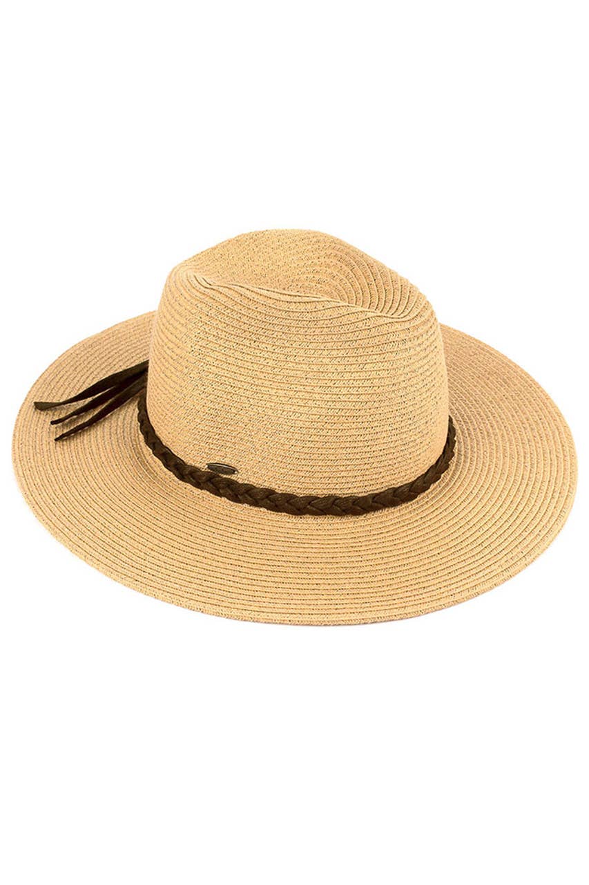 C.C Straw Panama Hat with Tied Ribbon