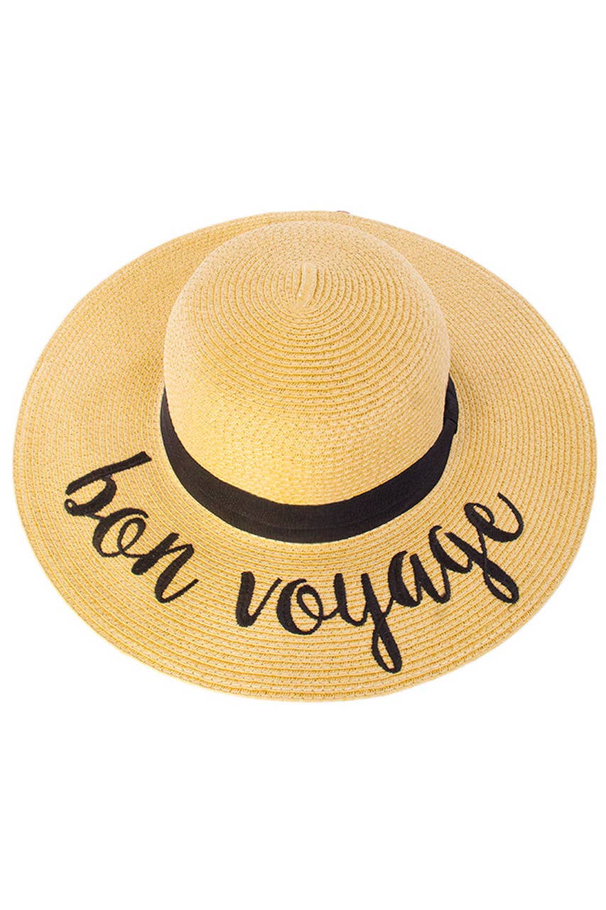 C.C Spring Summer Lettering Straw Brim Hat with Ribbon Band: Aloha Beaches