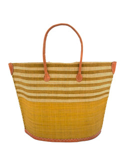 Image of Santa Cruz Two Tone Wide Stripes Large Beach Straw Tote Bag