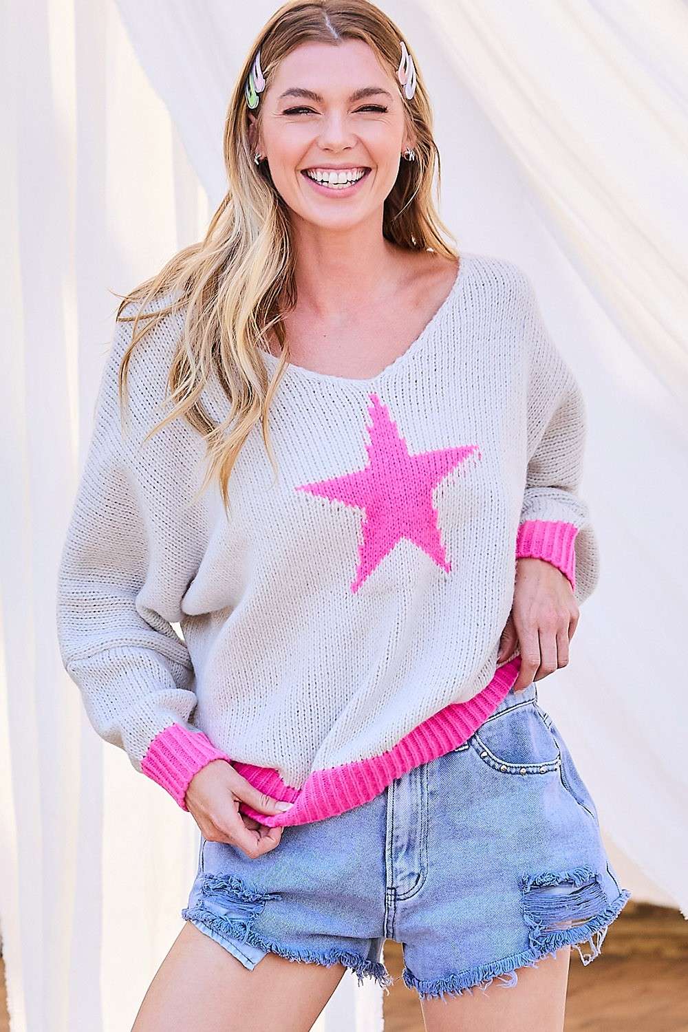 V-neck Star Point Sweater