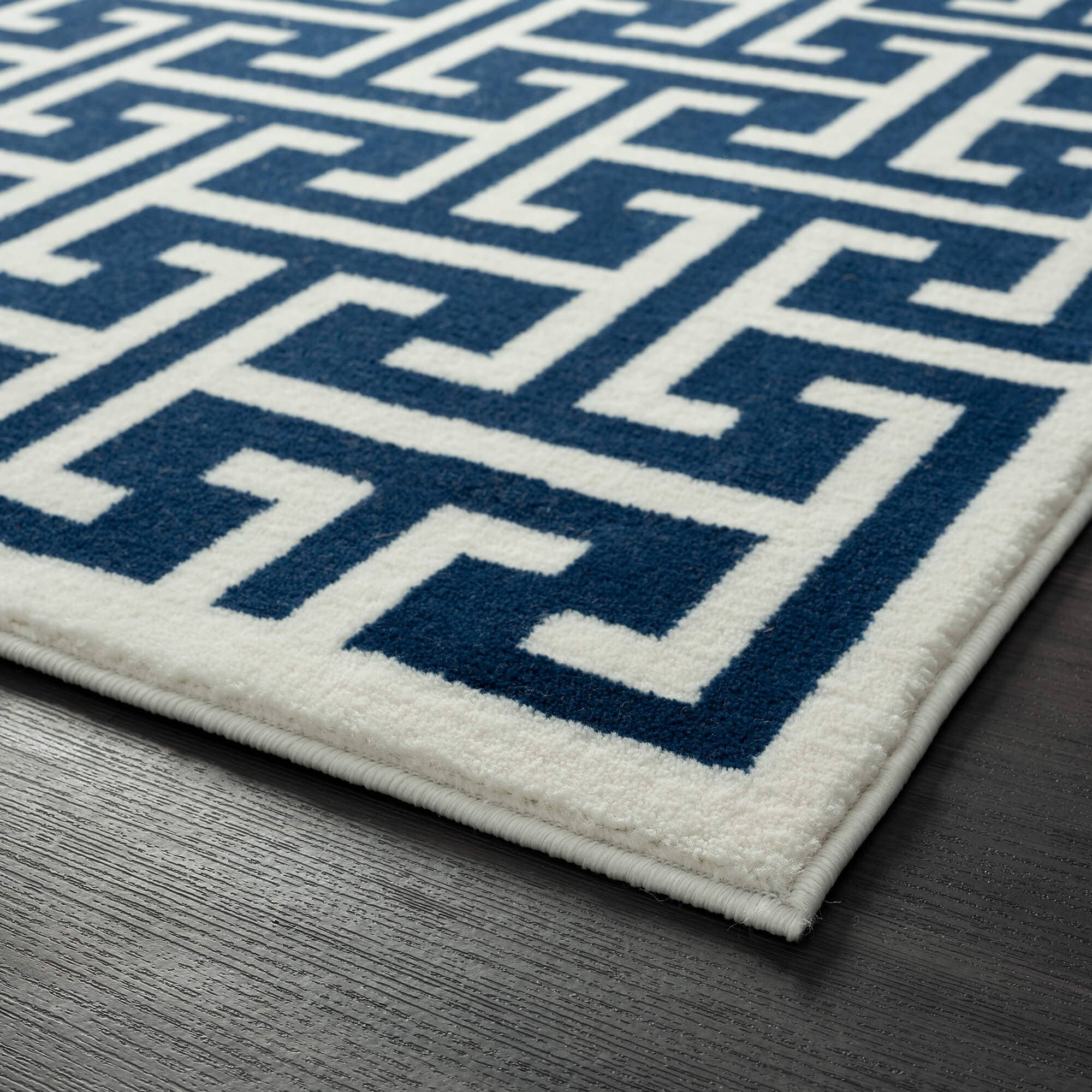 Abani Arto ART160B - Geometric Maze Blue Cream Rug