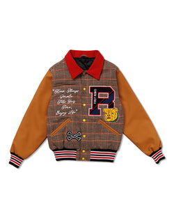 Image of GLENCHECK LETTERMAN VARSITY JACKET