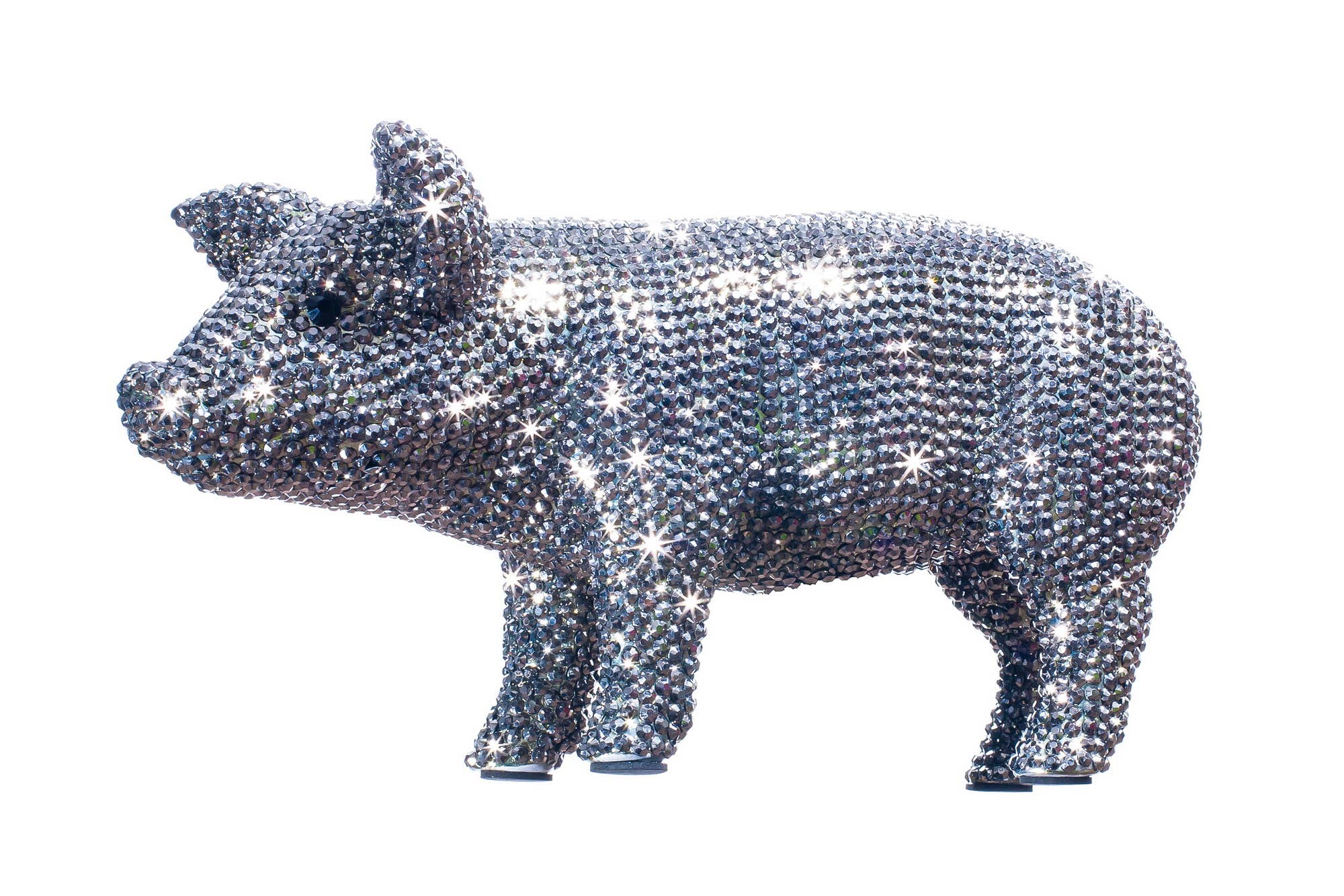 Graphite Rhinestone Piggy Bank - 12" long